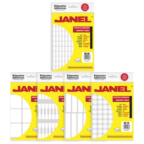 Etiquetas adhesivas JANEL No. 10 (0009) blancas