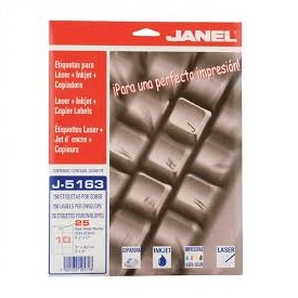 Etiquetas p/laser/inkjet/copiadora Janel 25hjs c/250 etiquet