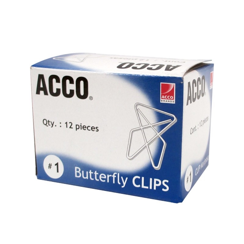 Clip mariposa No. 1 Acco Cja. c/12 pzas (P1710)