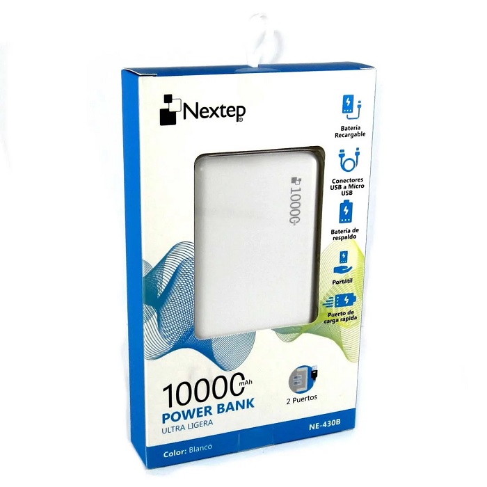 Bateria de respaldo/PowerBank Nextep 10000mAh 2USB Blanco